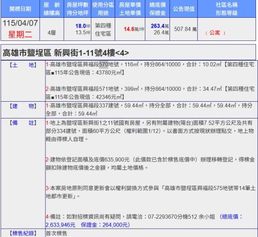 高雄鹽埕法拍公寓-2